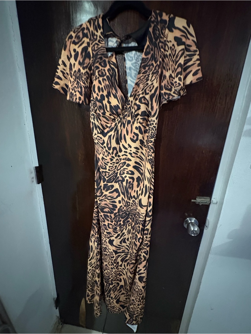 NWT ASOS Animal Print Maxi Dress in Tan and Black. Size 6.